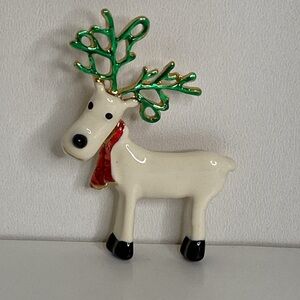 4 Sale in Bundle only🎄Enamel reindeer bobble head articulated brooch Christmas